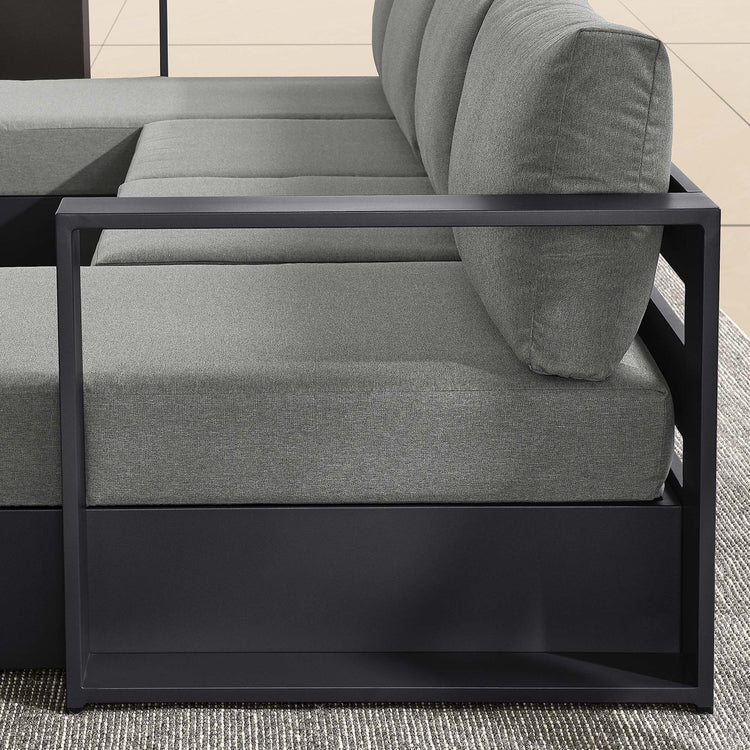 Tahoe 4-Piece Outdoor Patio Powder-Coated Aluminum Sectional Sofa Set - Gray Charcoal