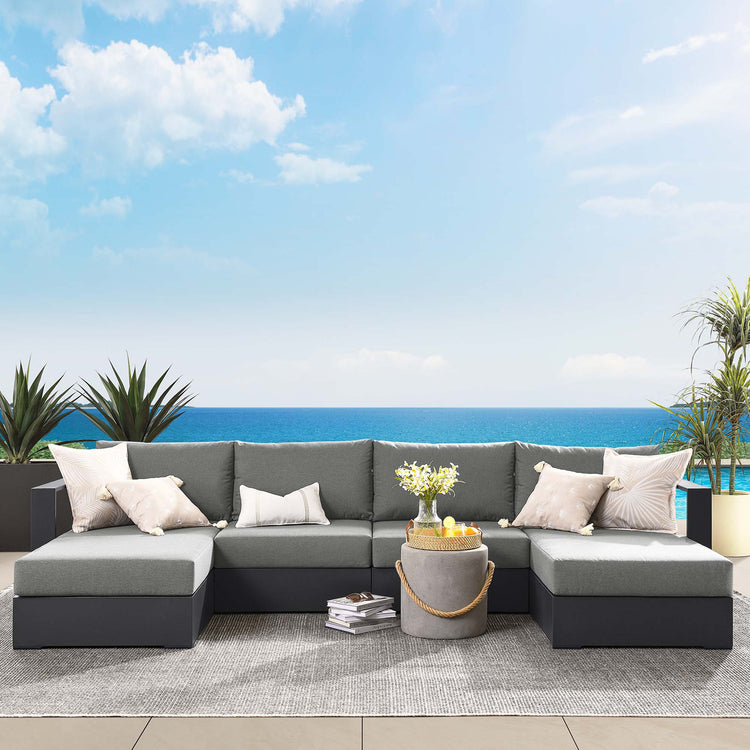 Tahoe 4-Piece Outdoor Patio Powder-Coated Aluminum Sectional Sofa Set - Gray Charcoal