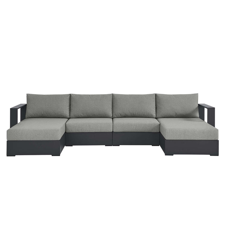 Tahoe 4-Piece Outdoor Patio Powder-Coated Aluminum Sectional Sofa Set - Gray Gray