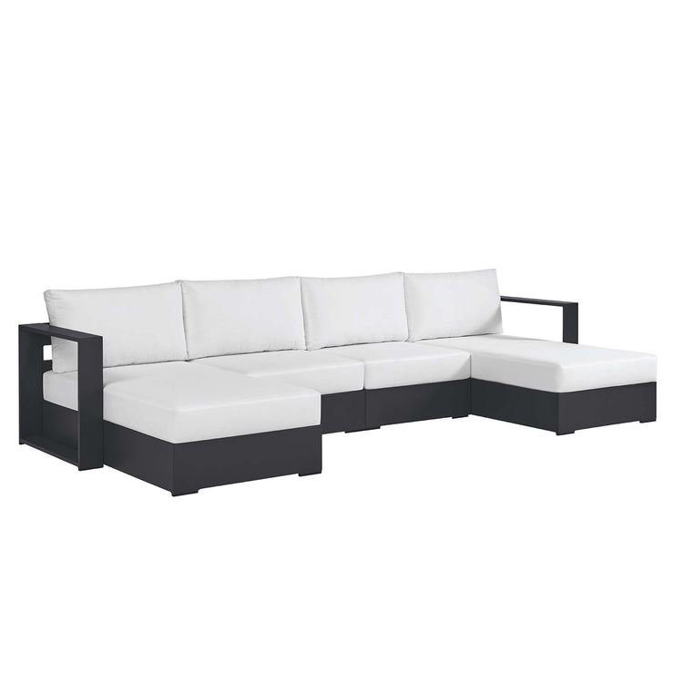Tahoe 4-Piece Outdoor Patio Powder-Coated Aluminum Sectional Sofa Set - Gray White