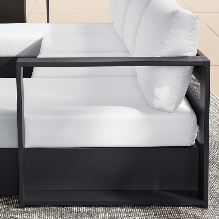 Tahoe 4-Piece Outdoor Patio Powder-Coated Aluminum Sectional Sofa Set - Gray White