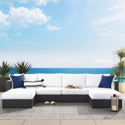 Tahoe 4-Piece Outdoor Patio Powder-Coated Aluminum Sectional Sofa Set - Gray White