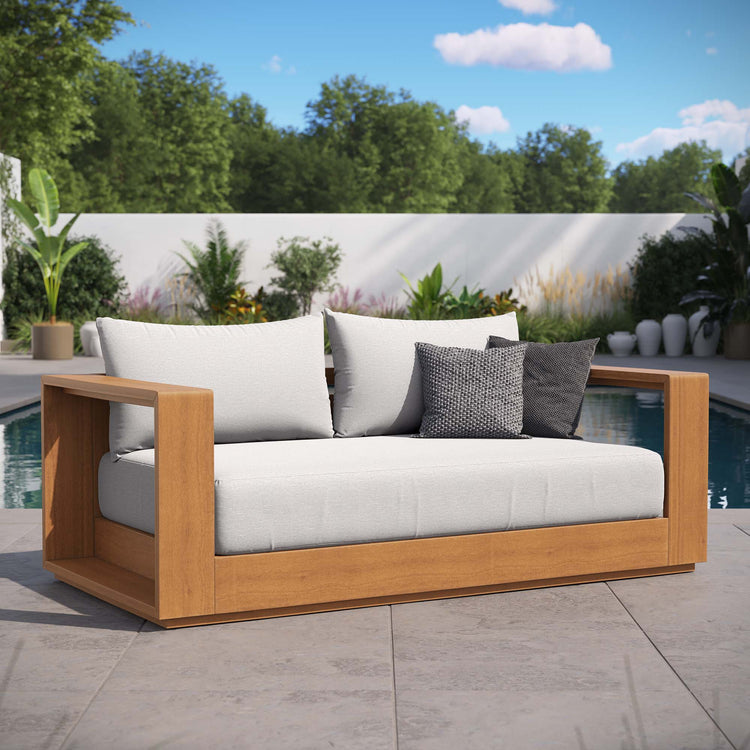 Tahoe Acacia Wood Outdoor Patio Loveseat - Natural Light Gray