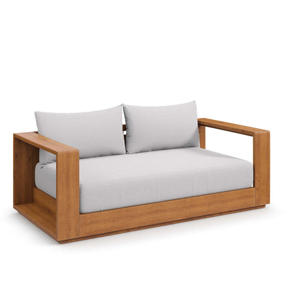 Tahoe Acacia Wood Outdoor Patio Loveseat - Natural Light Gray
