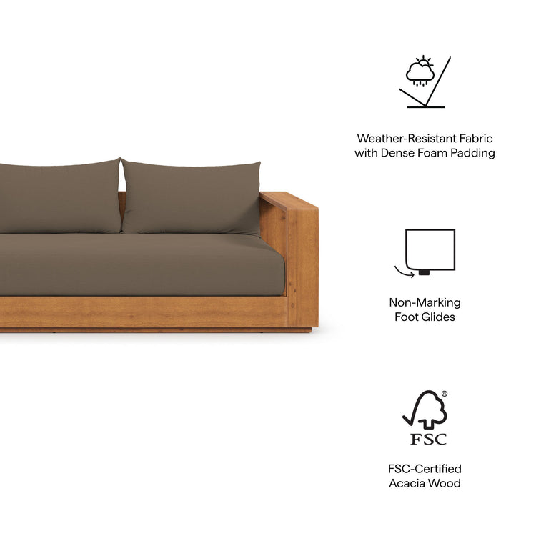 Tahoe Outdoor Patio Acacia Wood Sofa - Natural Cocoa