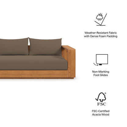 Tahoe Outdoor Patio Acacia Wood Sofa - Natural Cocoa