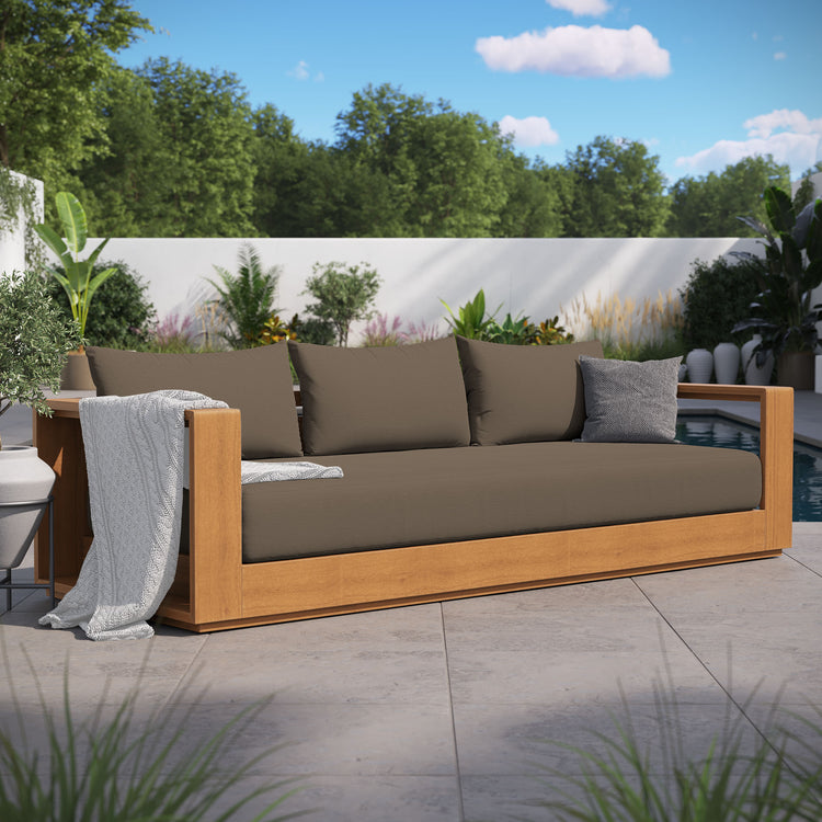 Tahoe Outdoor Patio Acacia Wood Sofa - Natural Cocoa