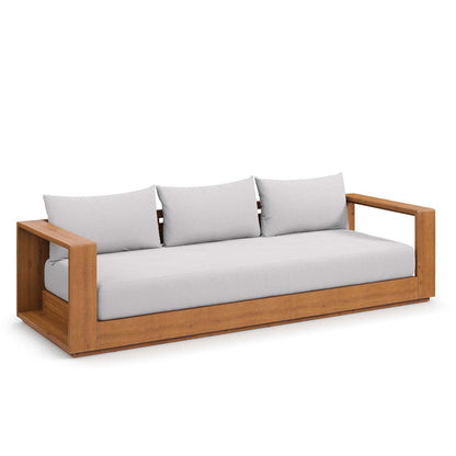 Tahoe Outdoor Patio Acacia Wood Sofa - Natural Light Gray