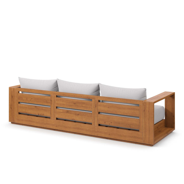 Tahoe Outdoor Patio Acacia Wood Sofa - Natural Light Gray