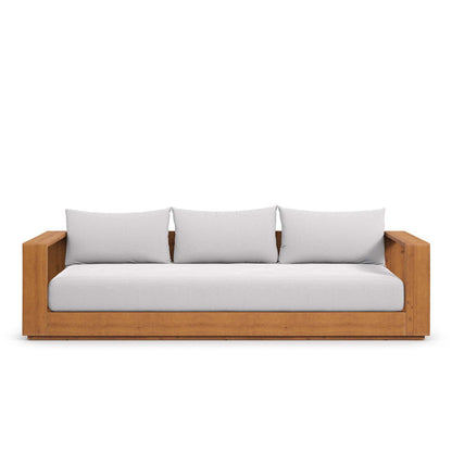 Tahoe Outdoor Patio Acacia Wood Sofa - Natural Light Gray