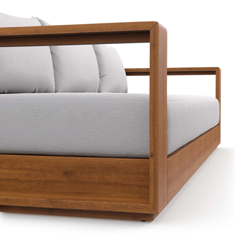 Tahoe Outdoor Patio Acacia Wood Sofa - Natural Light Gray