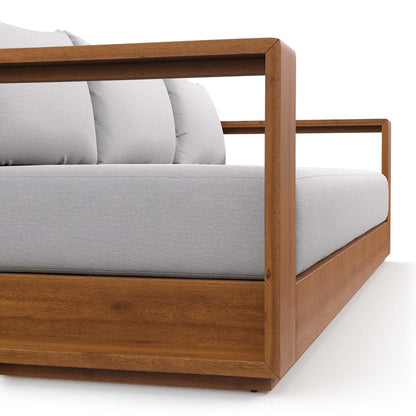 Tahoe Outdoor Patio Acacia Wood Sofa - Natural Light Gray