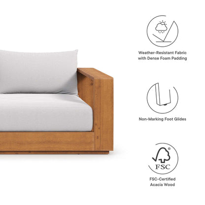 Tahoe Outdoor Patio Acacia Wood Sofa - Natural Light Gray