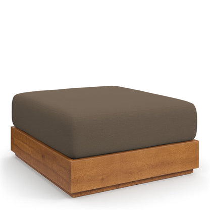 Tahoe Outdoor Patio Acacia Wood Ottoman - Natural Cocoa