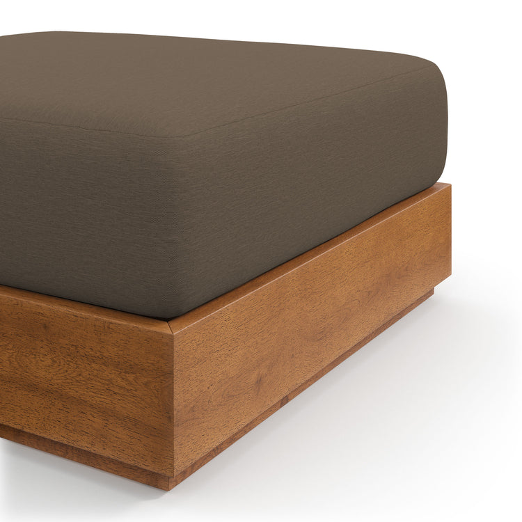 Tahoe Outdoor Patio Acacia Wood Ottoman - Natural Cocoa
