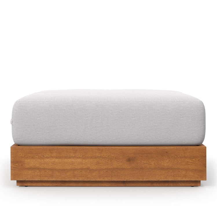 Tahoe Outdoor Patio Acacia Wood Ottoman - Natural Light Gray