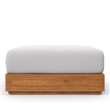 Tahoe Outdoor Patio Acacia Wood Ottoman - Natural Light Gray