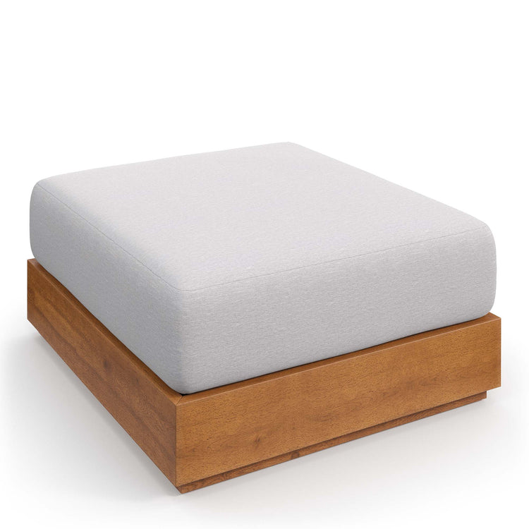 Tahoe Outdoor Patio Acacia Wood Ottoman - Natural Light Gray