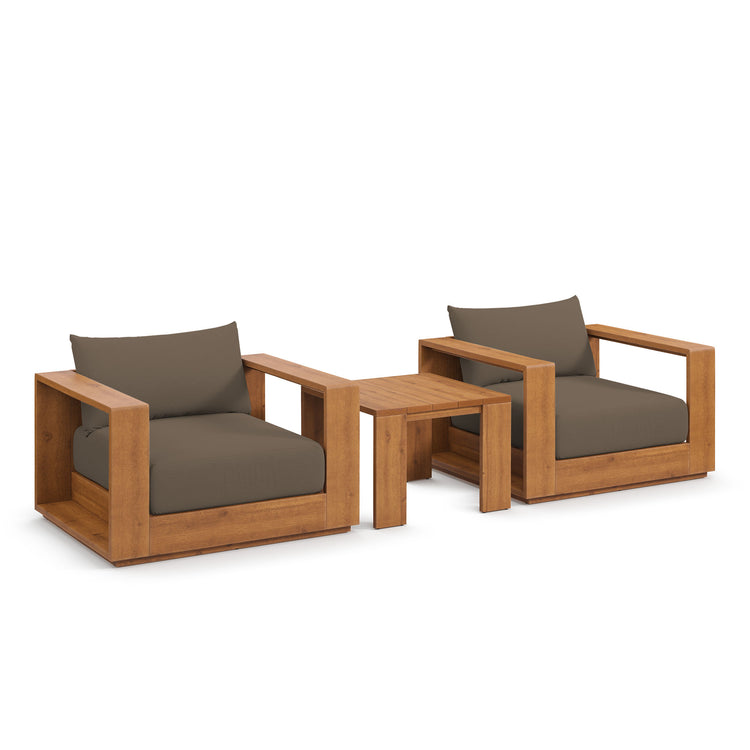 Tahoe 3-Piece Outdoor Patio Acacia Wood Furniture Set - Natural Cocoa