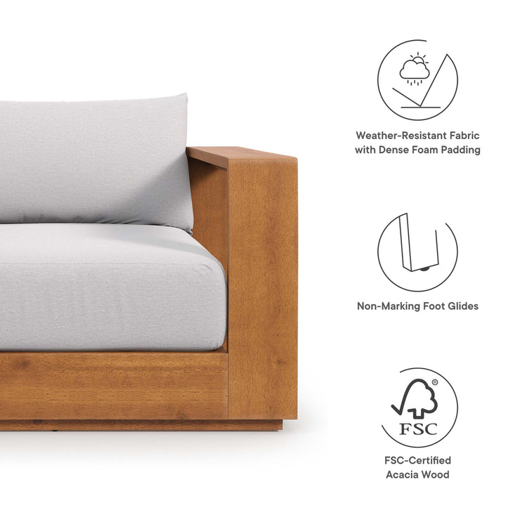 Tahoe 2-Piece Outdoor Patio Acacia Wood Armchair and Ottoman Set - Natural Light Gray