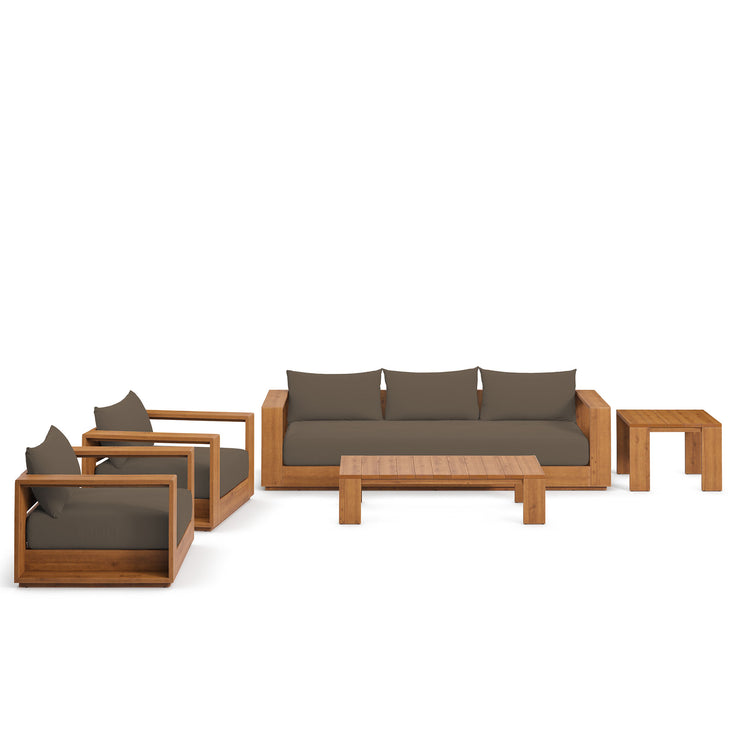 Tahoe 5-Piece Outdoor Patio Acacia Wood Furniture Set - Natural Cocoa