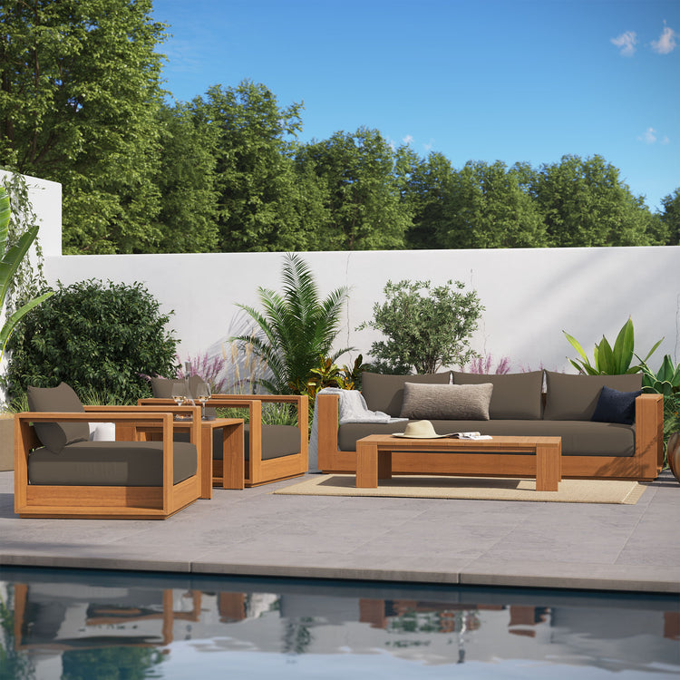 Tahoe 5-Piece Outdoor Patio Acacia Wood Furniture Set - Natural Cocoa