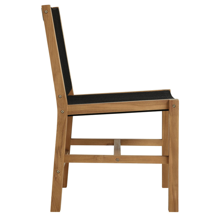 Vienna 7-Piece Outdoor Patio Teak and Rope Dining Set - Natural Black