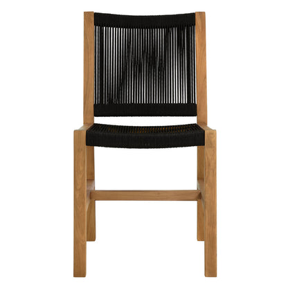 Vienna 3-Piece Outdoor Patio Teak and Rope Dining Set with Armless Chiars - Natural Black