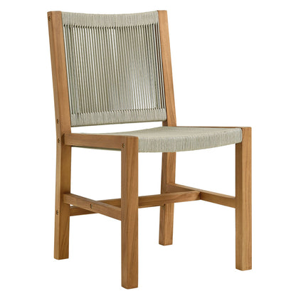 Vienna 7-Piece Outdoor Patio Teak and Rope Dining Set with Armless Chairs - Natural Natural