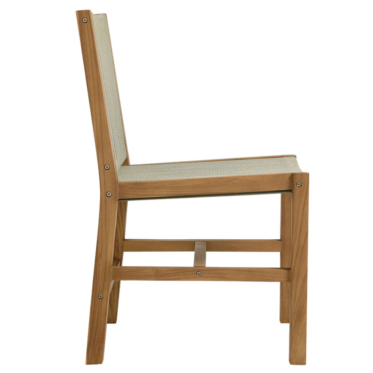 Vienna 5-Piece Outdoor Patio Teak and Rope Dining Set with Armless Chairs - Natural Natural