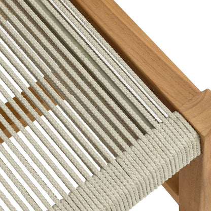 Vienna Outdoor Patio Teak and Rope Armless Dining Chairs Set of 2 - Natural Natural