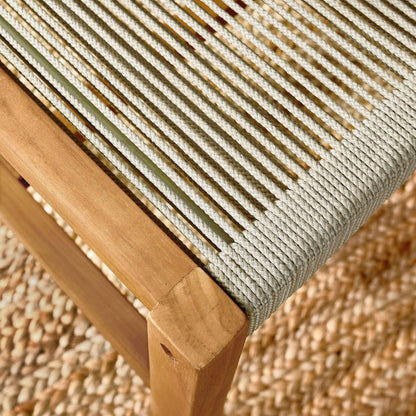 Vienna Outdoor Patio Teak and Rope Armless Dining Chairs Set of 2 - Natural Natural