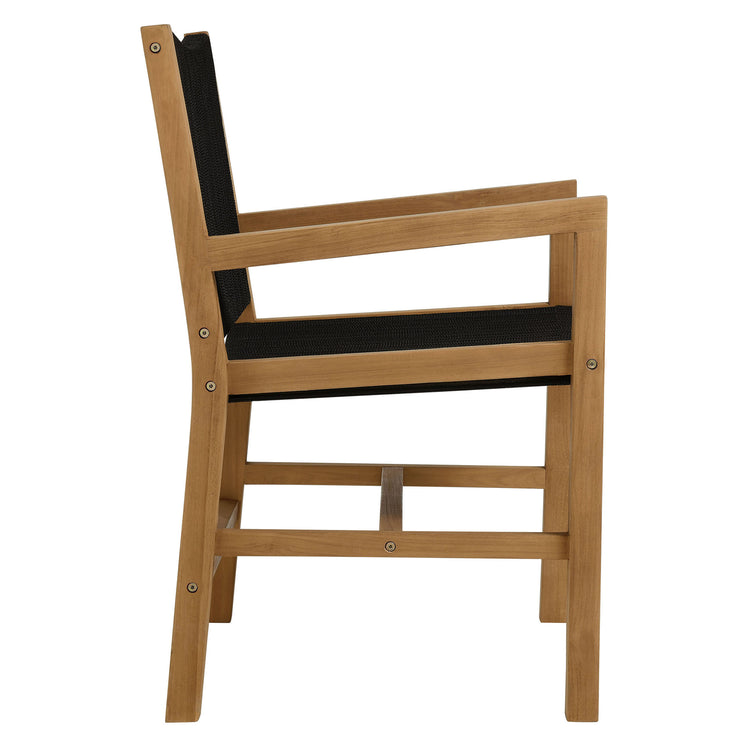 Vienna 3-Piece Outdoor Patio Teak and Rope Dining Set with Armchairs - Natural Black