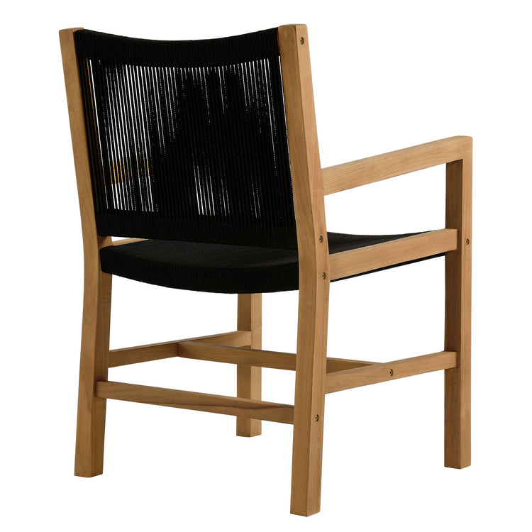 Vienna Outdoor Patio Teak and Rope Dining Armchairs Set of 2 - Natural Black