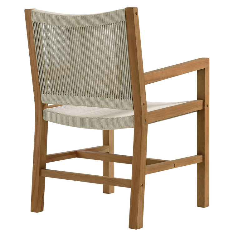 Vienna Outdoor Patio Teak and Rope Dining Armchairs Set of 2 - Natural Natural