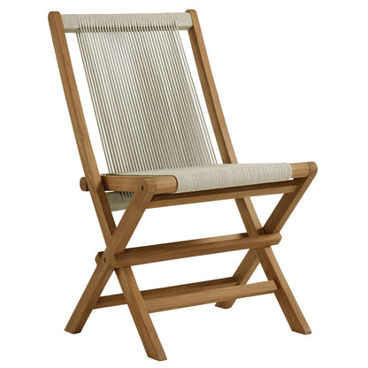 Vienna Outdoor Patio Teak and Rope Folding Chairs Set of 4 - Natural Natural