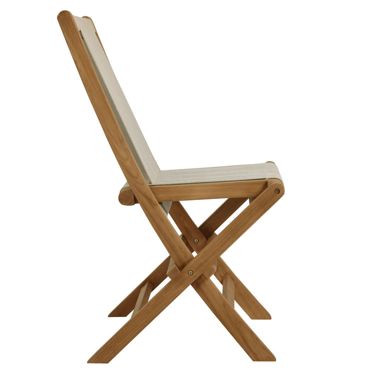 Vienna Outdoor Patio Teak and Rope Folding Chairs Set of 4 - Natural Natural