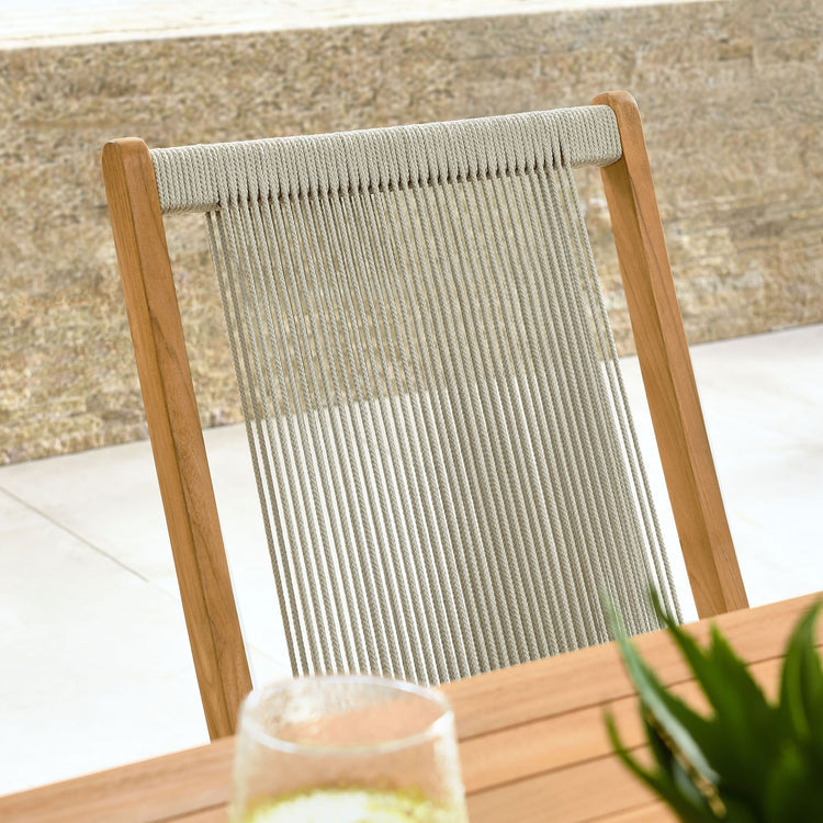 Vienna Outdoor Patio Teak and Rope Folding Chairs Set of 4 - Natural Natural