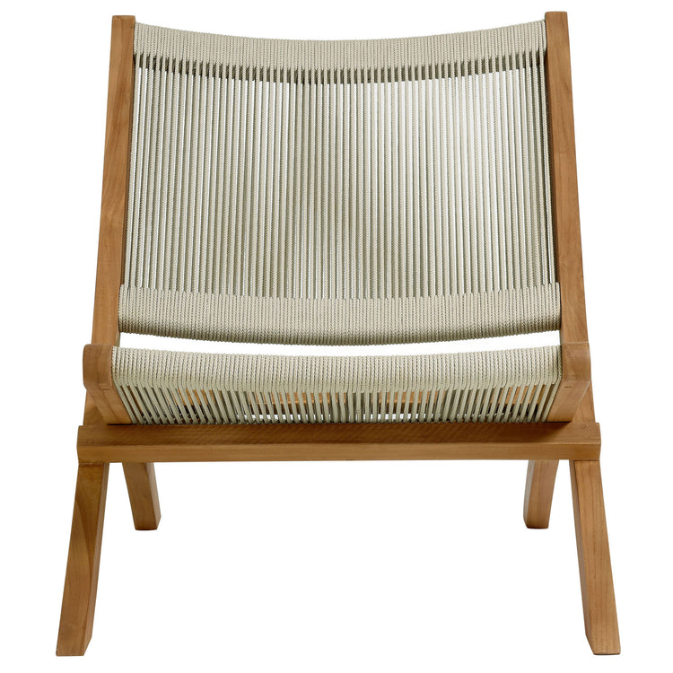 Vienna 3-Piece Outdoor Patio Teak and Rope Folding Lounge Chairs and Side Table - Natural Natural