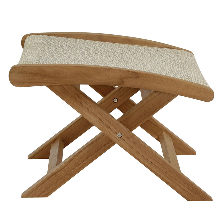 Vienna 2-Piece Outdoor Patio Teak and Rope Folding Accent Lounge Chair and Ottoman Set - Natural Natural