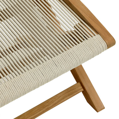 Vienna Outdoor Patio Teak and Rope Folding Ottoman - Natural Natural