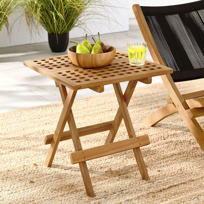 Vienna Outdoor Patio Teak Wood Side Table - Default Title