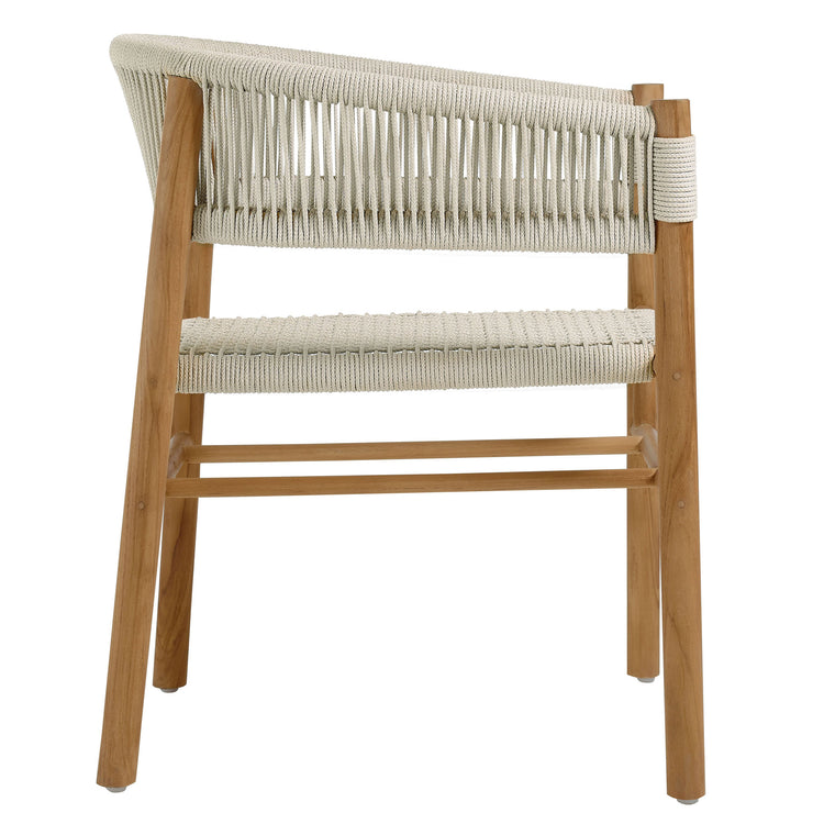 Vienna 7-Piece Outdoor Patio Teak and Rope Dining Set with Curved-Back Armchairs - Natural Natural