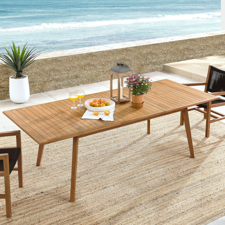 Vienna Outdoor Patio Teak Wood Extendable Dining Table - Default Title