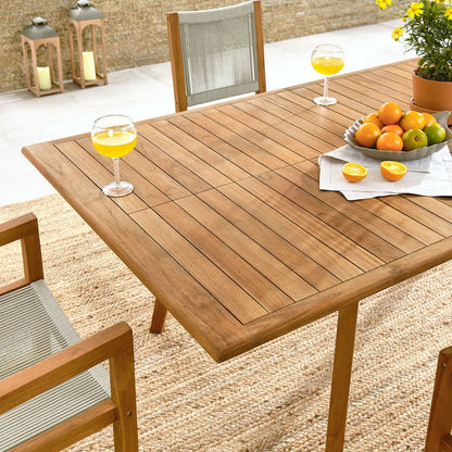 Vienna 7-Piece Outdoor Patio Teak and Rope Dining Set - Natural Natural