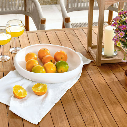 Vienna 7-Piece Outdoor Patio Teak and Rope Dining Set with Curved-Back Armchairs - Natural Natural