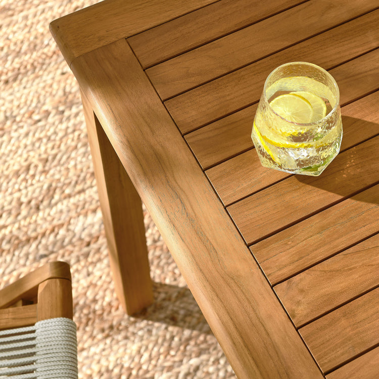 Vienna 5-Piece Outdoor Patio Teak Wood Dining Set with Rope Folding Chairs - Natural Natural