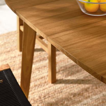 Vienna 5-Piece Outdoor Patio Teak and Rope Dining Set with Armless Chairs - Natural Black