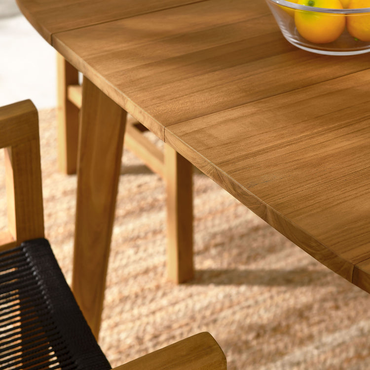 Vienna 5-Piece Outdoor Patio Teak and Rope Dining Set with Armchairs - Natural Black