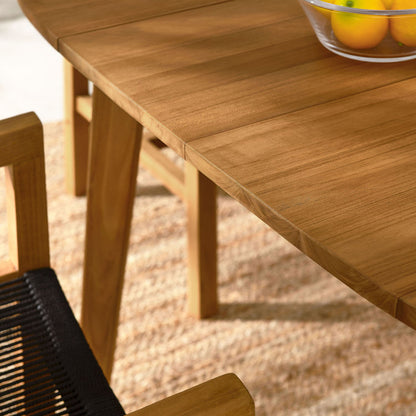 Vienna 5-Piece Outdoor Patio Teak and Rope Dining Set with Armchairs - Natural Black